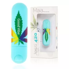 Jessi 420 Blue 10-Function Rechargeable Waterproof Weed Leaf Bullet Vibrator - 3 Inch at Spencer's