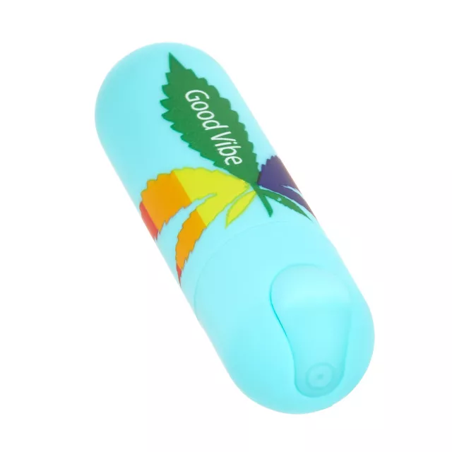 Jessi 420 Blue 10-Function Rechargeable Waterproof Weed Leaf Bullet Vibrator - 3 Inch at Spencer's