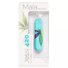 Jessi 420 Blue 10-Function Rechargeable Waterproof Weed Leaf Bullet Vibrator - 3 Inch at Spencer's
