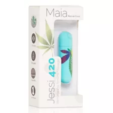 Jessi 420 Blue 10-Function Rechargeable Waterproof Weed Leaf Bullet Vibrator - 3 Inch at Spencer's