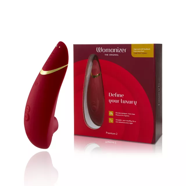 Premium 2 14-Function Rechargeable Waterproof  Clitoral Stimulator Bordeaux 6.5 Inch - Womanizer at Spencer's