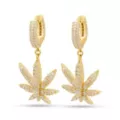 CZ Iced Weed Leaf Dangle Hoop Earrings at Spencer's