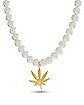 Pearl-Effect Goldplated Weed Leaf Necklace