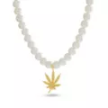 Pearl-Effect Goldplated Weed Leaf Necklace at Spencer's