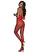 Red Open Cup Strappy Halter Fishnet Body Stocking
