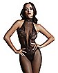 High Neck Fishnet and Lace Crotchless Bodystocking