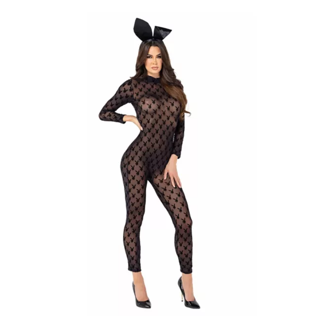 Playboy Bunny Sheer Bodystocking and Bunny Ears