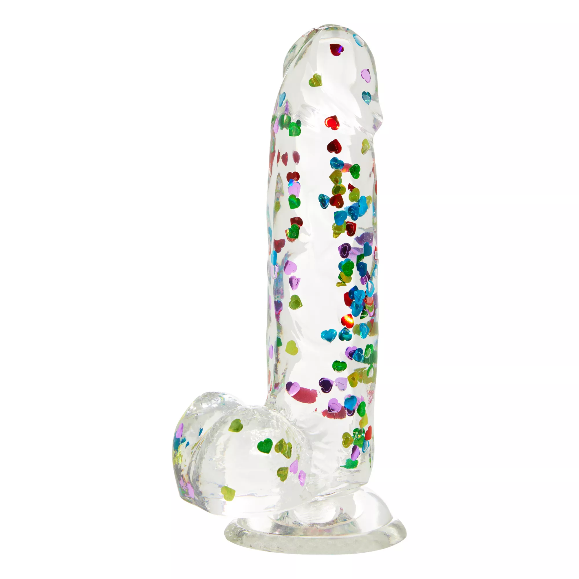 I Heart Dick Heart Confetti Suction Cup Dildo - 6 Inch at Spencer's
