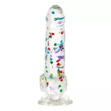 I Heart Dick Heart Confetti Suction Cup Dildo - 6 Inch at Spencer's
