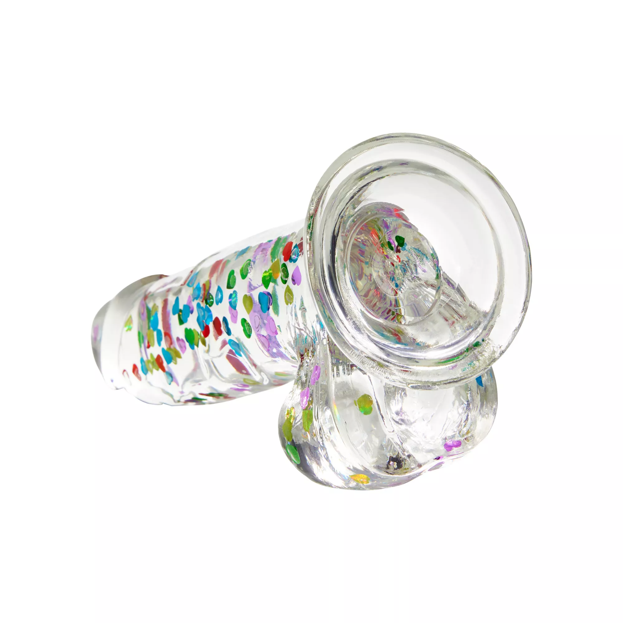 I Heart Dick Heart Confetti Suction Cup Dildo - 6 Inch at Spencer's