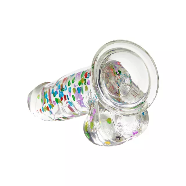 I Heart Dick Heart Confetti Suction Cup Dildo - 6 Inch at Spencer's