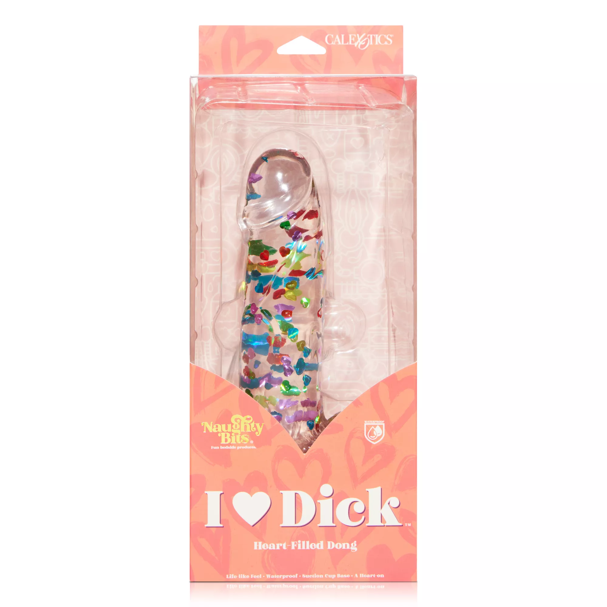 I Heart Dick Heart Confetti Suction Cup Dildo - 6 Inch at Spencer's