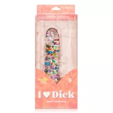 I Heart Dick Heart Confetti Suction Cup Dildo - 6 Inch at Spencer's