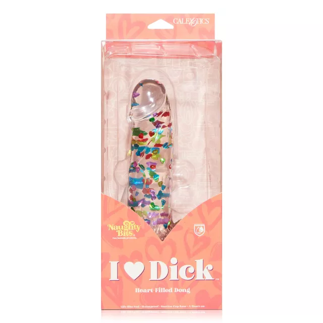 I Heart Dick Heart Confetti Suction Cup Dildo - 6 Inch at Spencer's