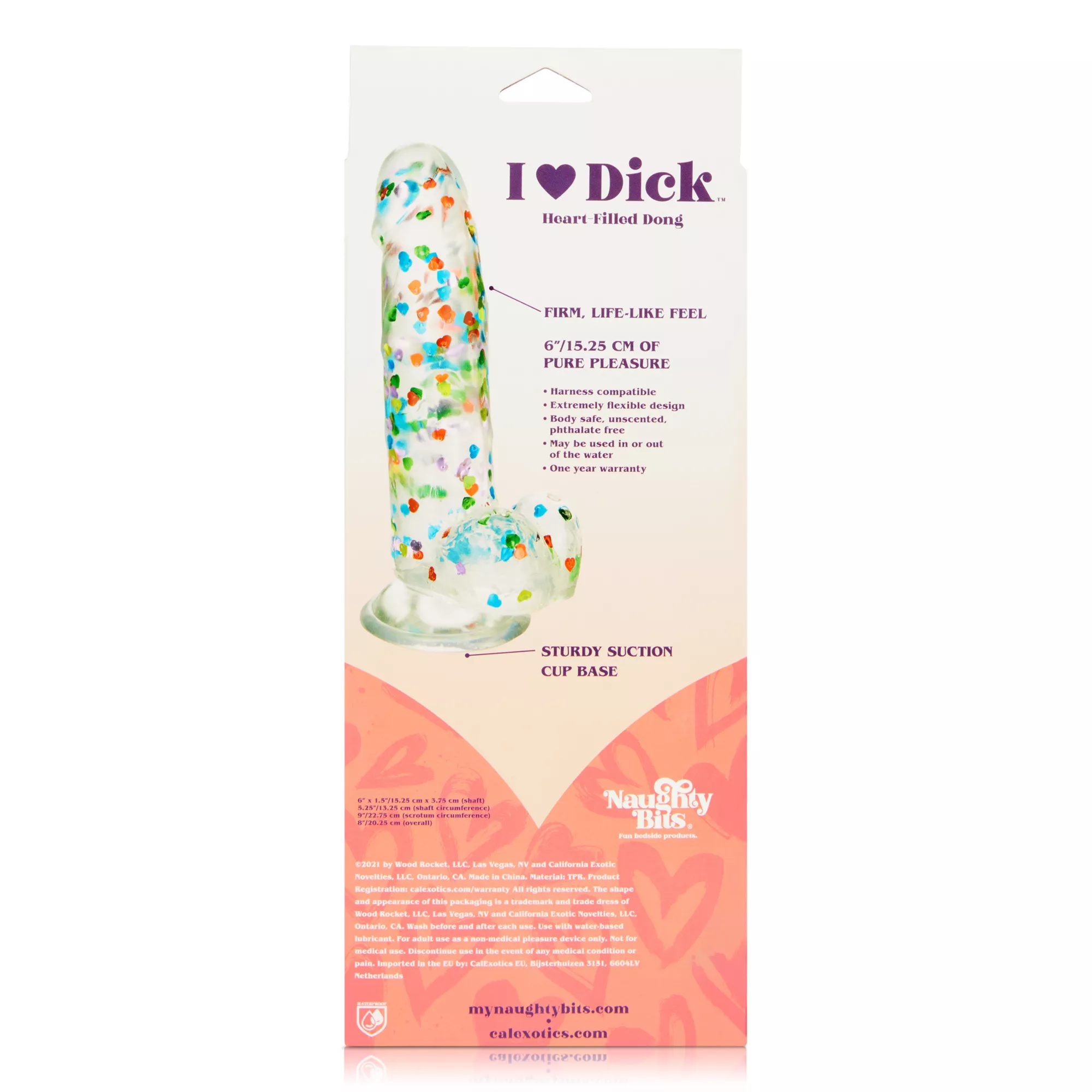 I Heart Dick Heart Confetti Suction Cup Dildo - 6 Inch at Spencer's