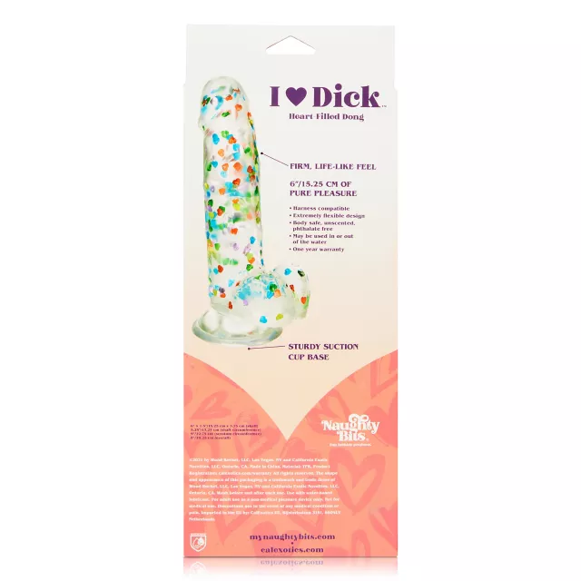 I Heart Dick Heart Confetti Suction Cup Dildo - 6 Inch at Spencer's