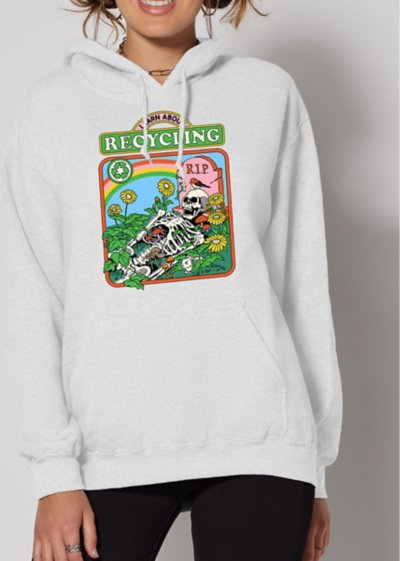 Learn About Recycling White Hoodie - Steven Rhodes