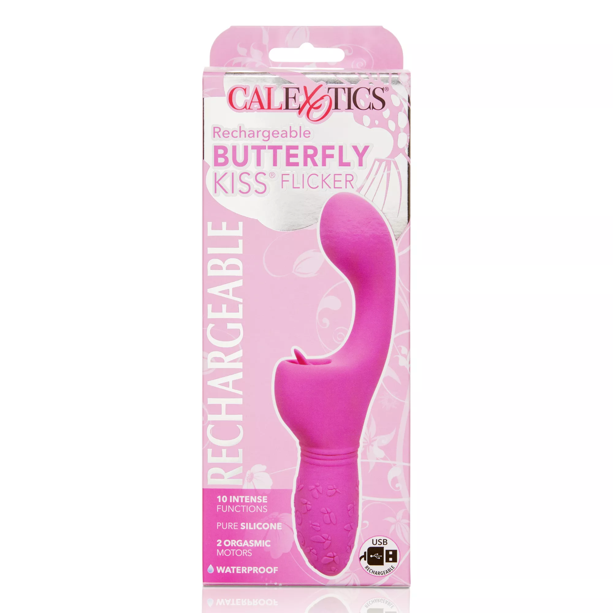 Butterfly Kiss Flicker Rechargeable Waterproof G-Spot Vibrator Pink - 7.5 Inch at Spencer's