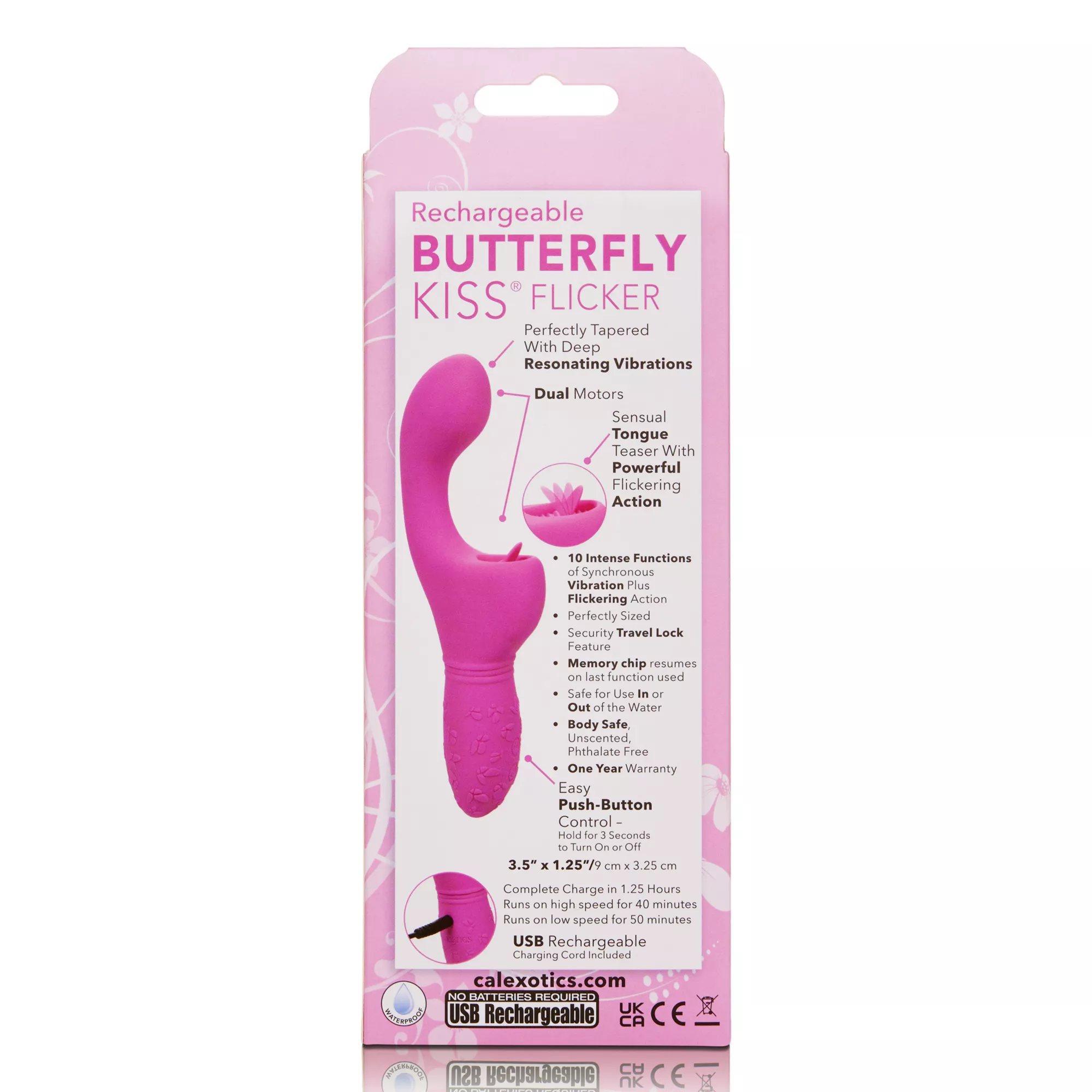 Butterfly Kiss Flicker Rechargeable Waterproof G-Spot Vibrator Pink - 7.5 Inch at Spencer's