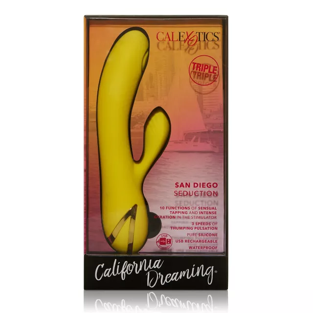 San Diego Seduction 10-Function Rechargeable Waterproof Rabbit Vibrator - 8 Inch at Spencer's
