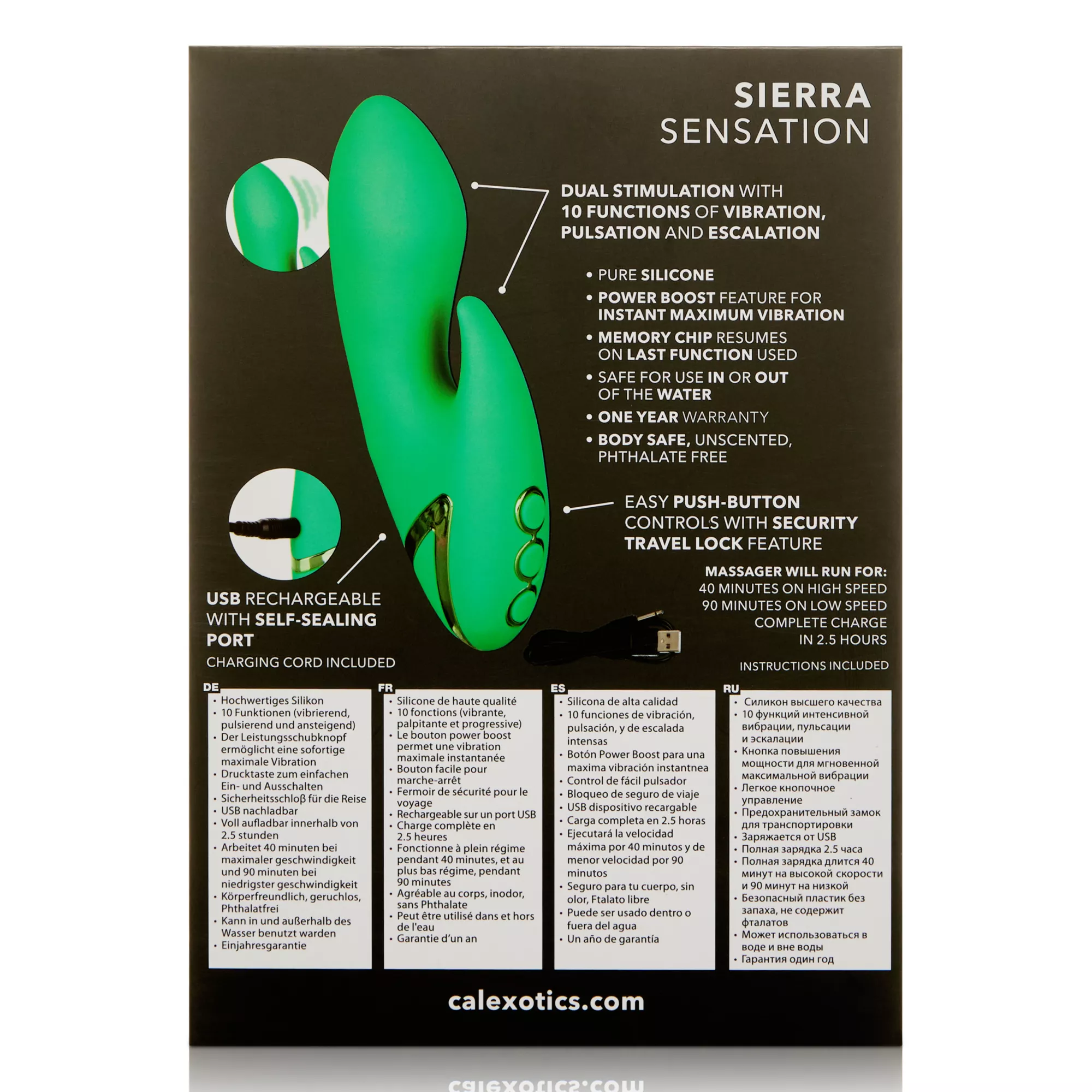 Sierra Sensation 10-Function Rechargeable Waterproof Rabbit Vibrator - 5.3 Inch at Spencer's