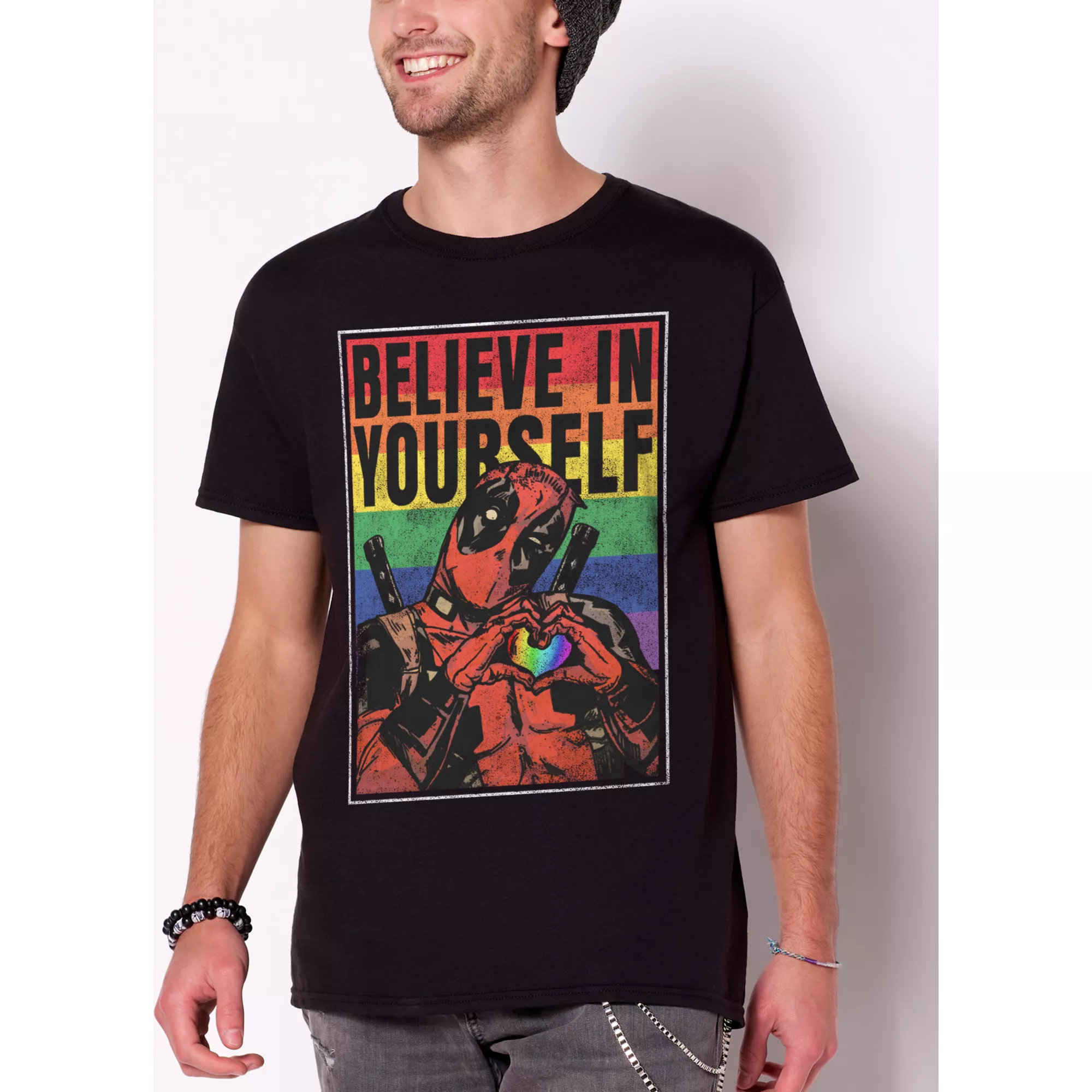 Believe In Yourself Rainbow Deadpool T Shirt at Spencer's
