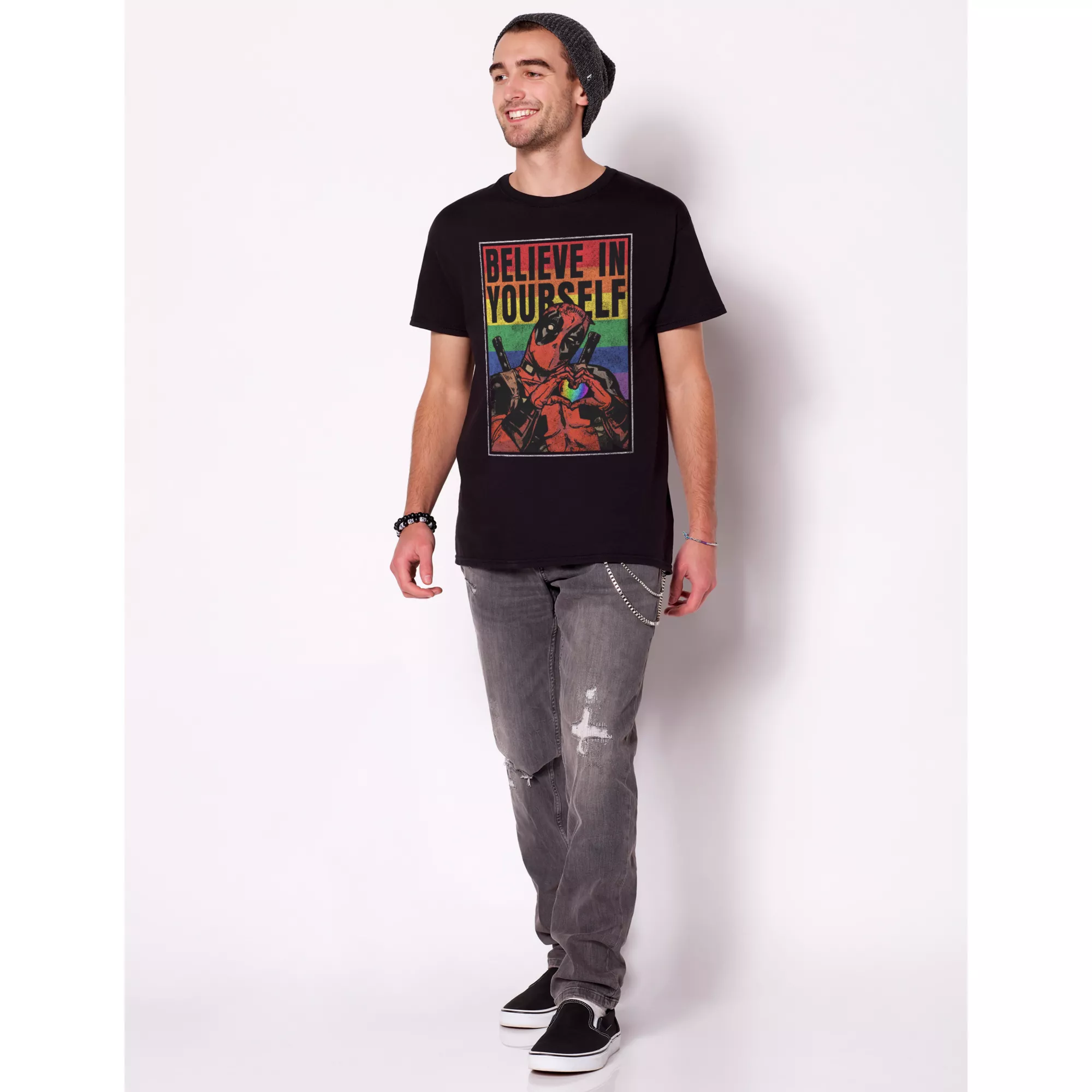 Believe In Yourself Rainbow Deadpool T Shirt at Spencer's