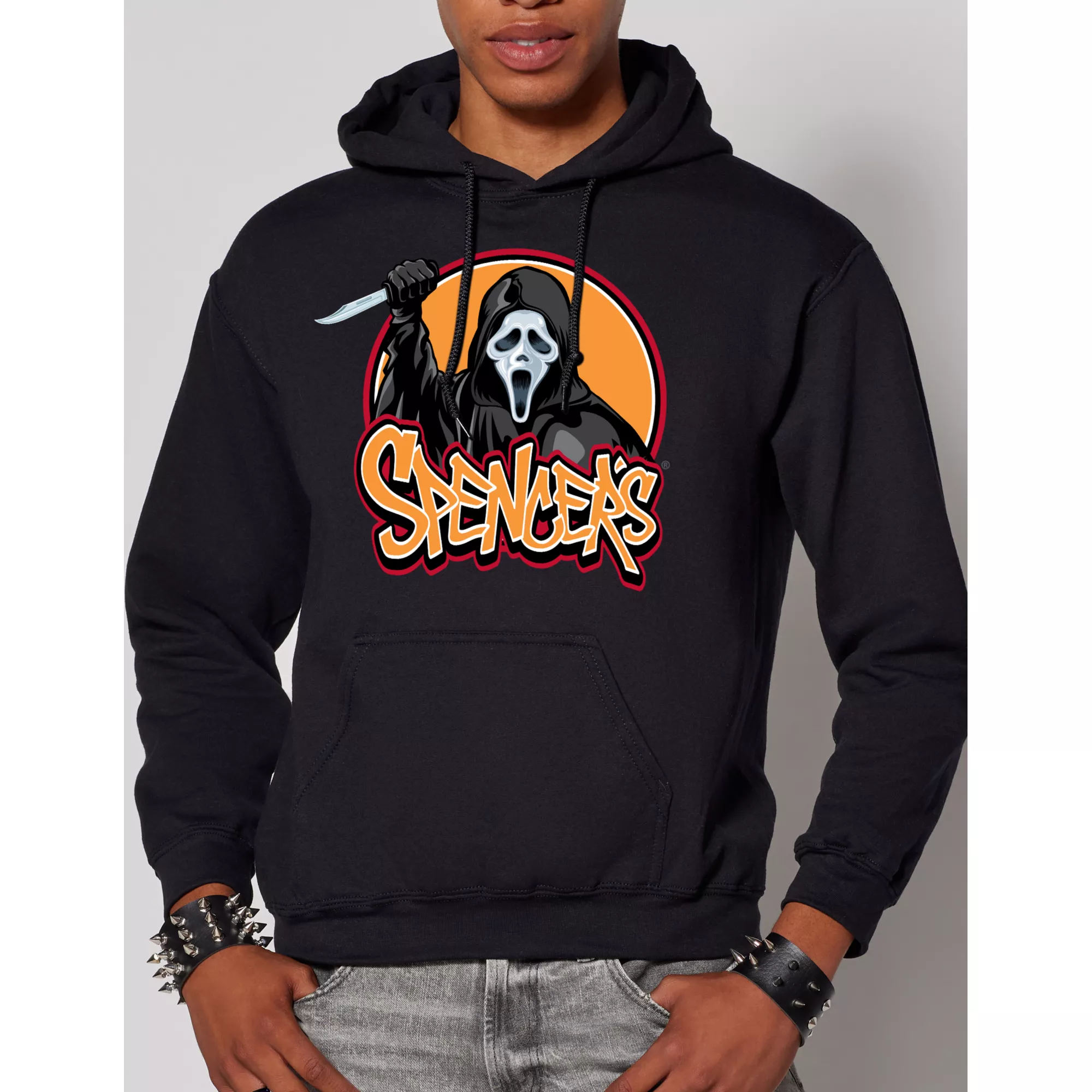 Ghost Face Spencer's Logo Hoodie at Spencer's