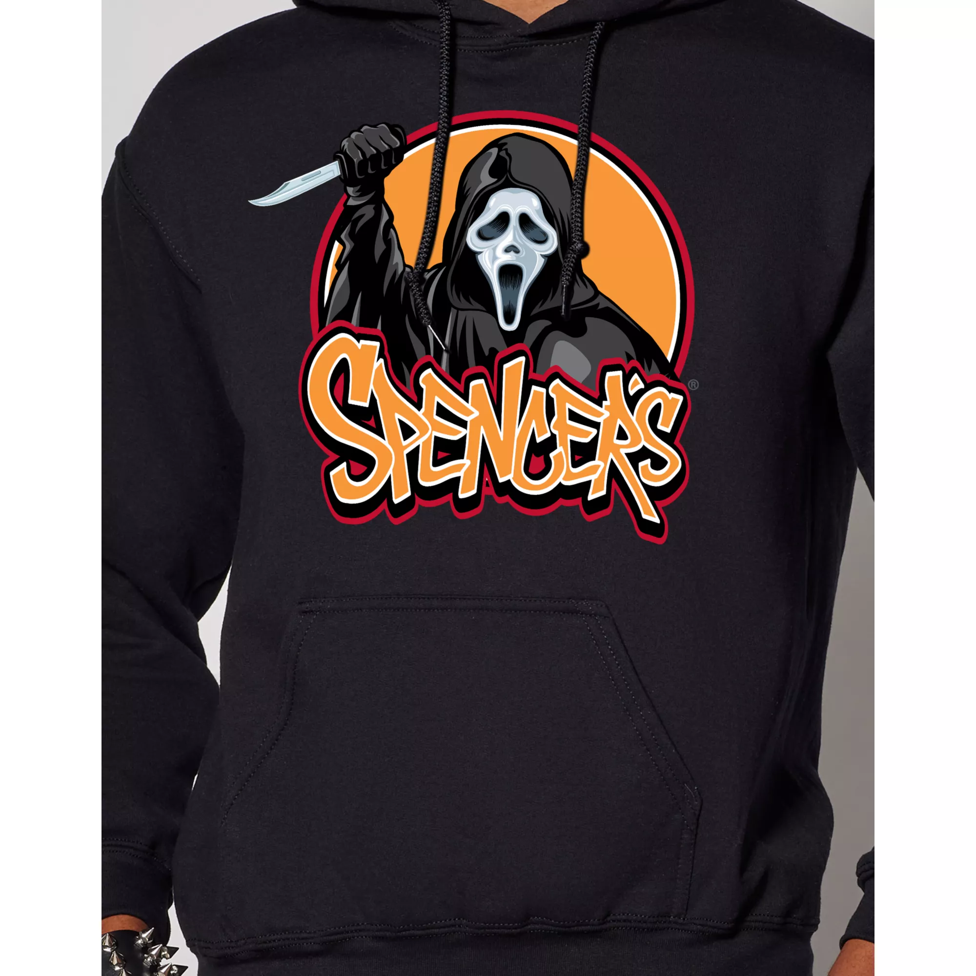 Ghost Face Spencer's Logo Hoodie at Spencer's