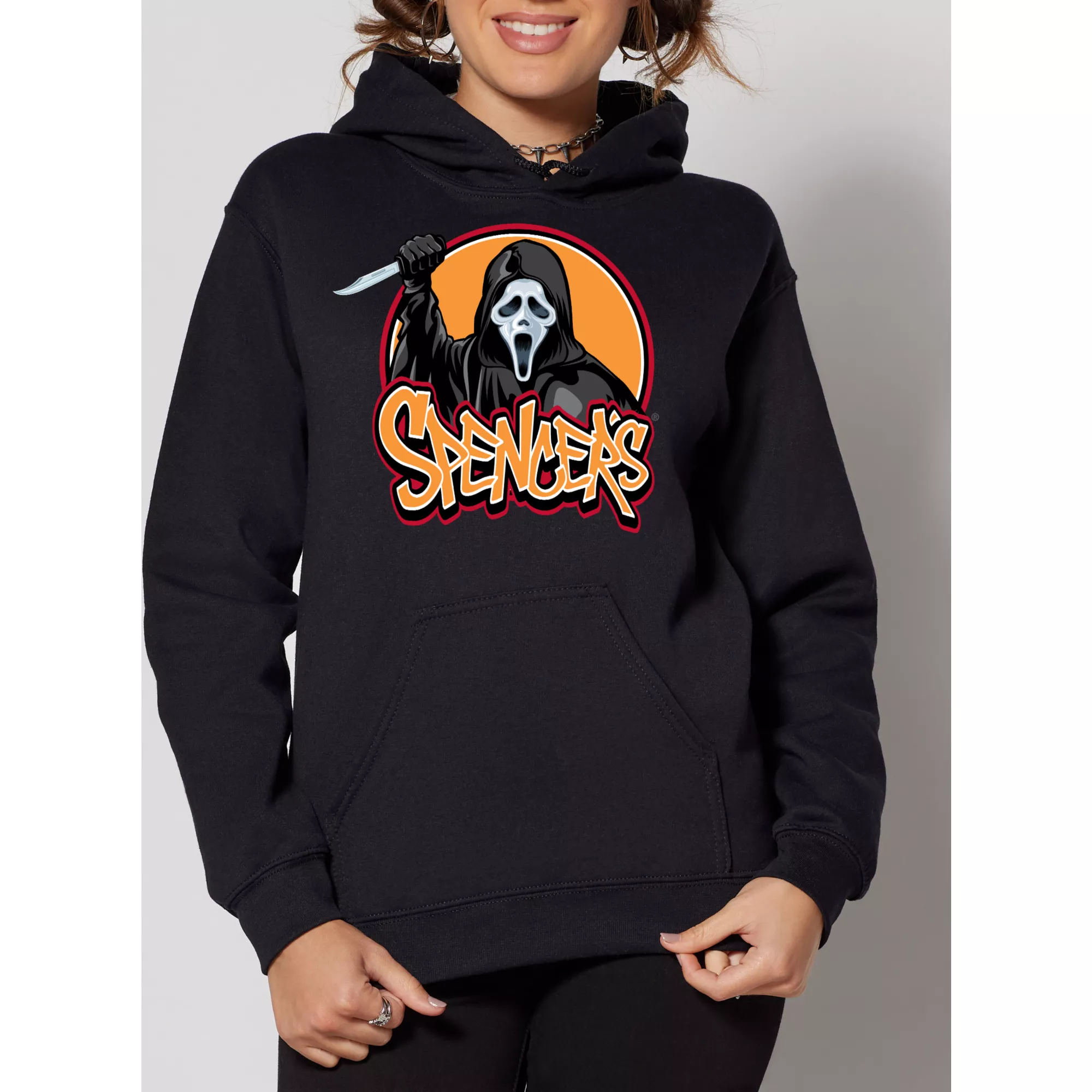 Ghost Face Spencer's Logo Hoodie at Spencer's