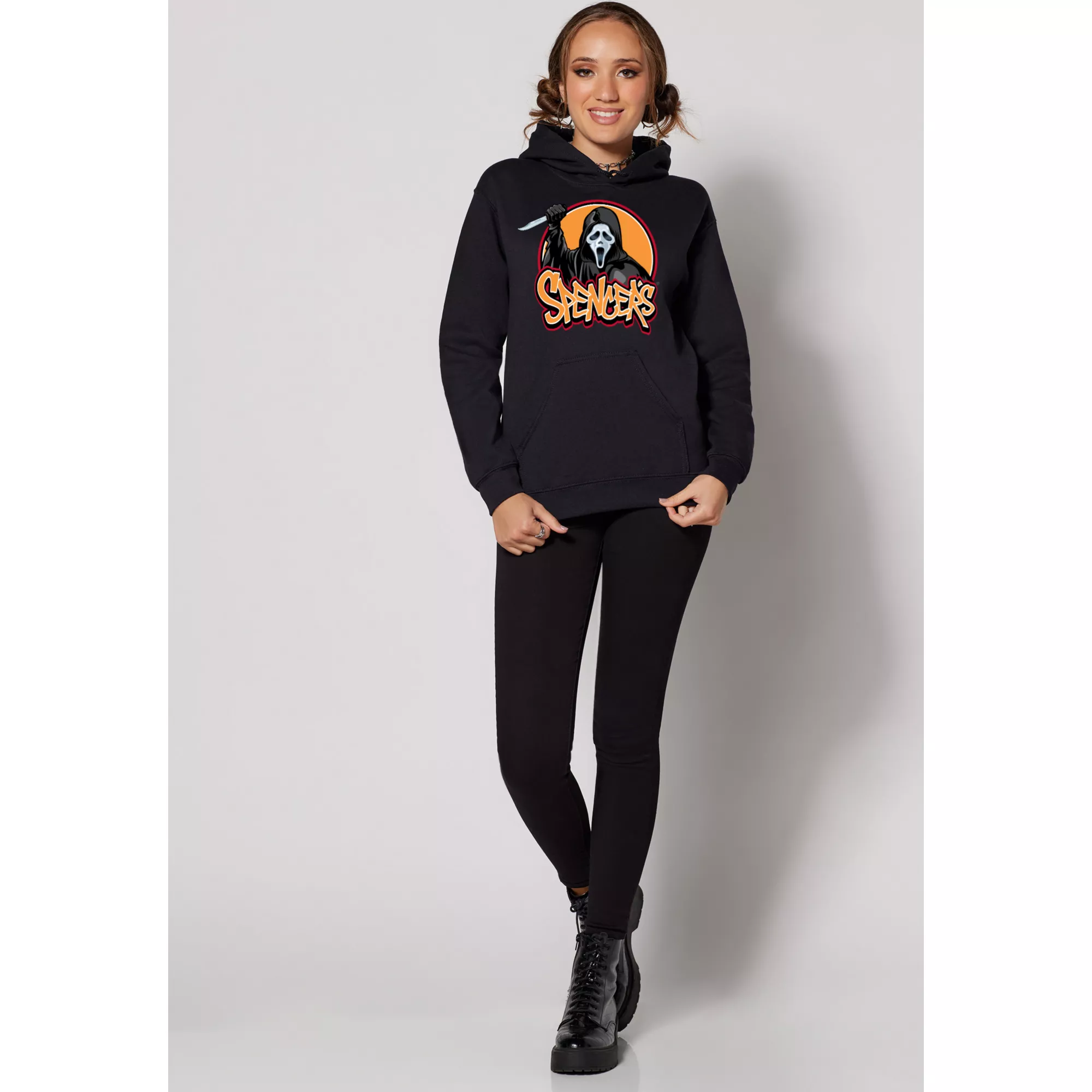 Ghost Face Spencer's Logo Hoodie at Spencer's