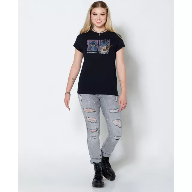 Stitch Before and After Coffee T Shirt - Lilo & Stitch at Spencer's