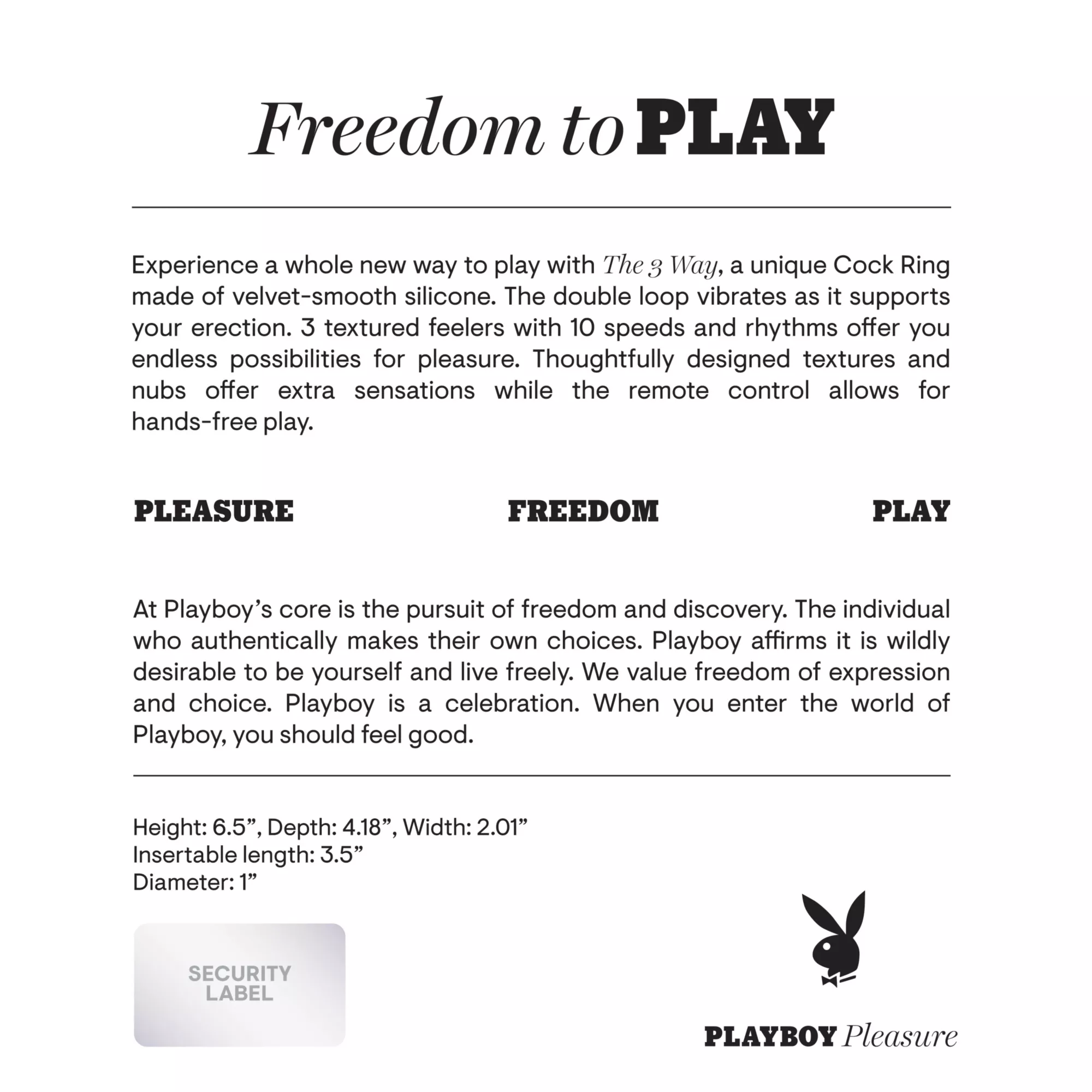 Playboy Pleasure 10-Function The 3 Way Waterproof Rechargeable Vibrating Cock Ring at Spencer's