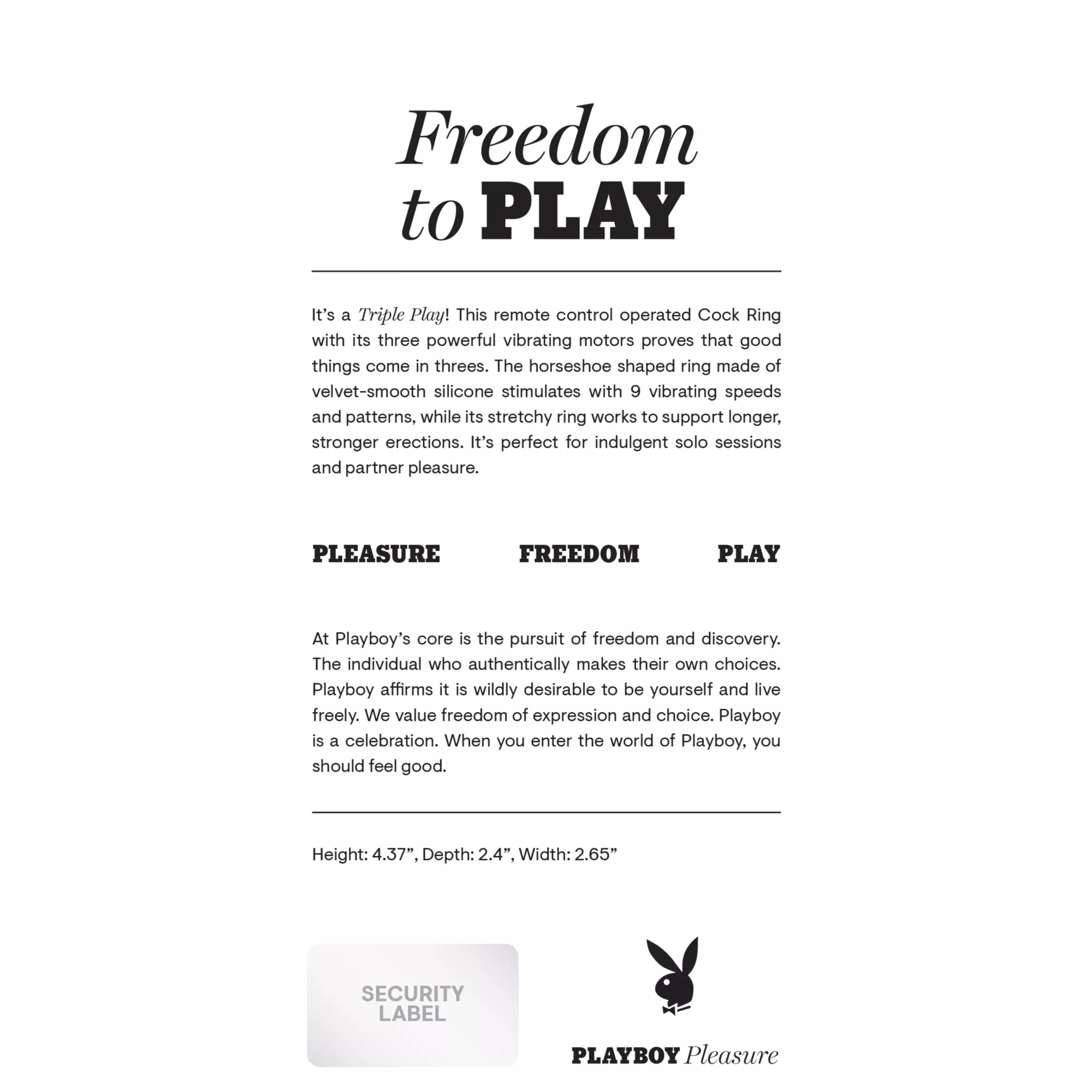 Playboy Pleasure 9-Function Triple Play Vibrating Cock Ring at Spencer's