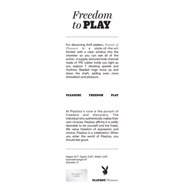 Playboy Pleasure 7-Function Pursuit of Pleasure Rechargeable Stroker at Spencer's