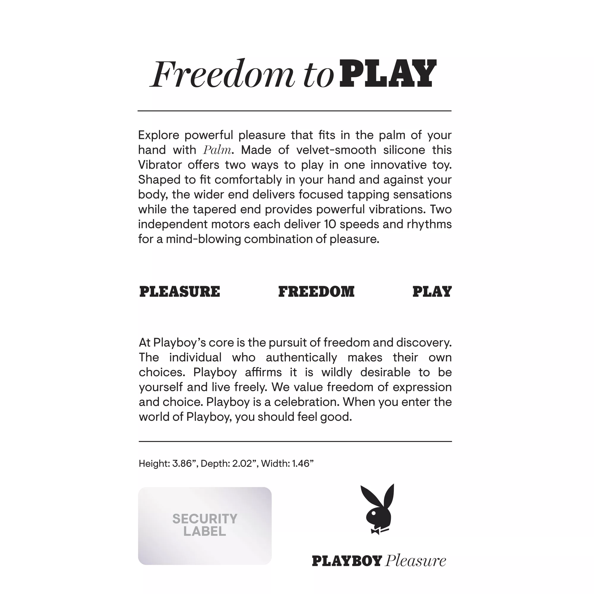 Playboy Pleasure 20-Speed Rechargeable Waterproof Palm Clitoral Vibrator - 3.8 Inch at Spencer's