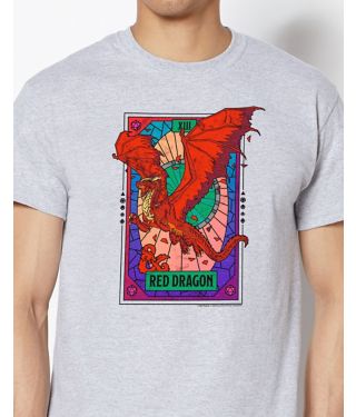 Red Dragon Mosaic Tarot Card T Shirt - Dungeons & Dragons