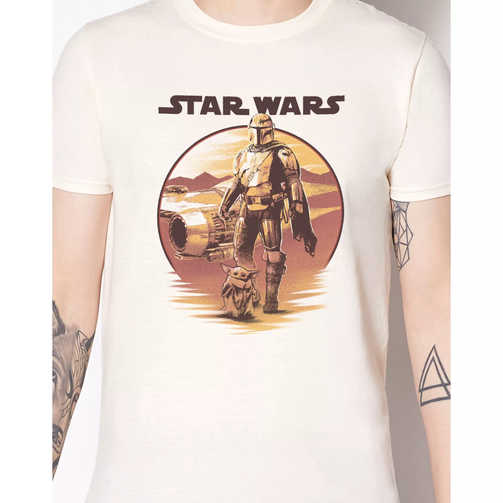 Mando and Grogu Sunset T Shirt - The Mandalorian at Spencer's