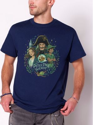 Peter Pan & Wendy Men's Animated Movie Poster T-Shirt Blue