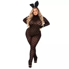 Adult Sheer Bunny Plus Size Bodysuit - Playboy at Spirit Halloween