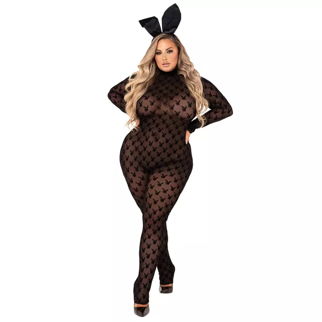 Adult Sheer Bunny Plus Size Bodysuit - Playboy at Spirit Halloween