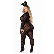 Adult Sheer Bunny Plus Size Bodysuit - Playboy at Spirit Halloween