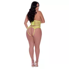 Plus Size Cupless Bustier and Open Crotch Panties Set at Spencer's