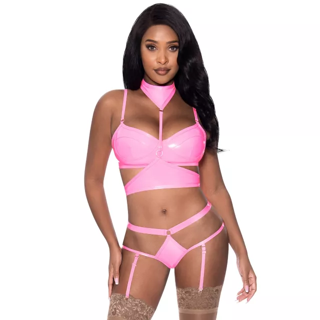 Demi Bra, Harness, Garter and Panties Set at Spencer's