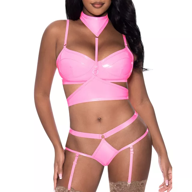 Demi Bra, Harness, Garter and Panties Set at Spencer's