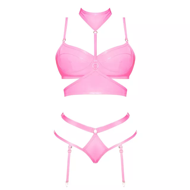 Plus Size Demi Bra, Harness, Garter and Panties Set at Spencer's