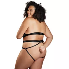 Plus Size Lace Halter Bra and Panties Set at Spencer's