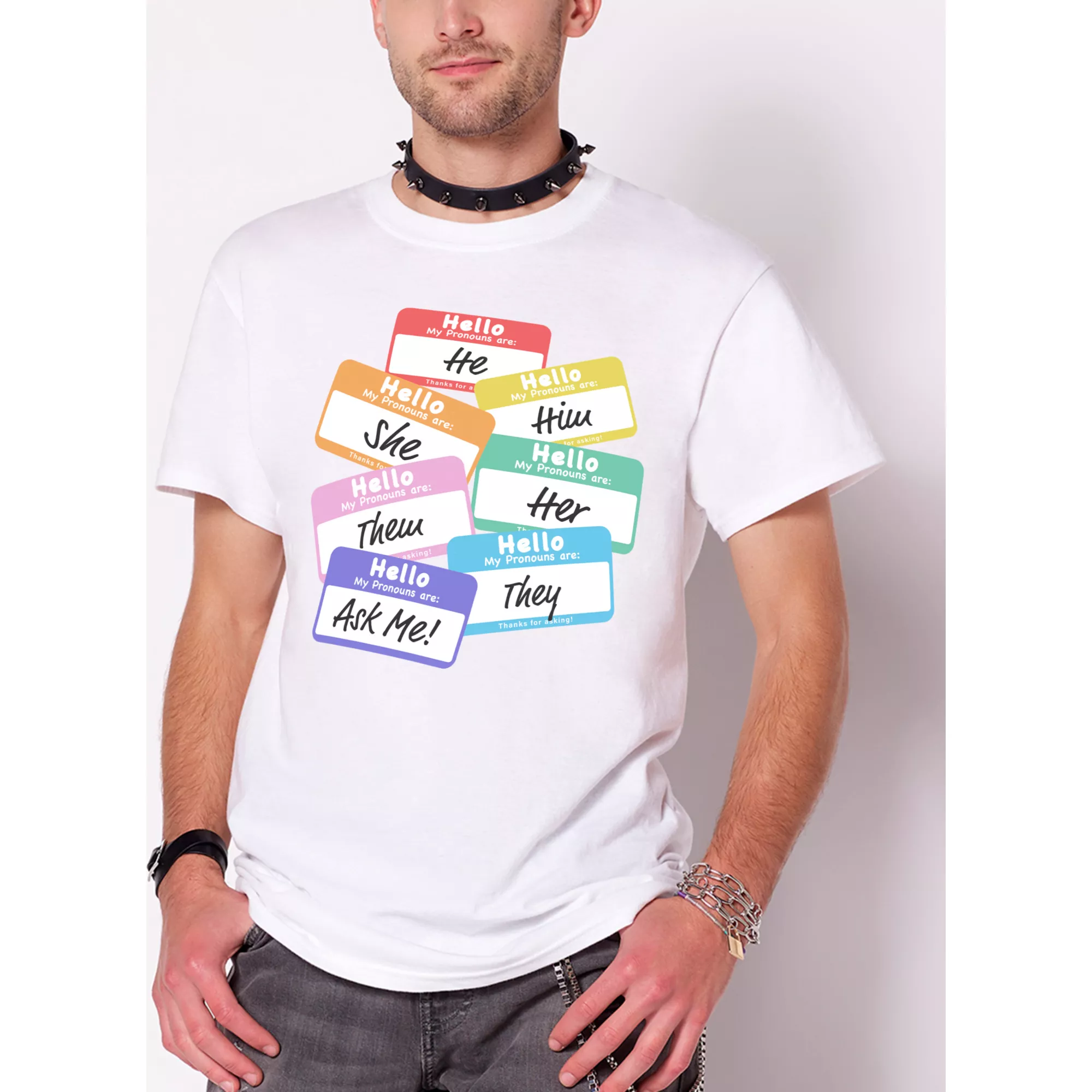 Rainbow Pronouns T Shirt at Spencer's