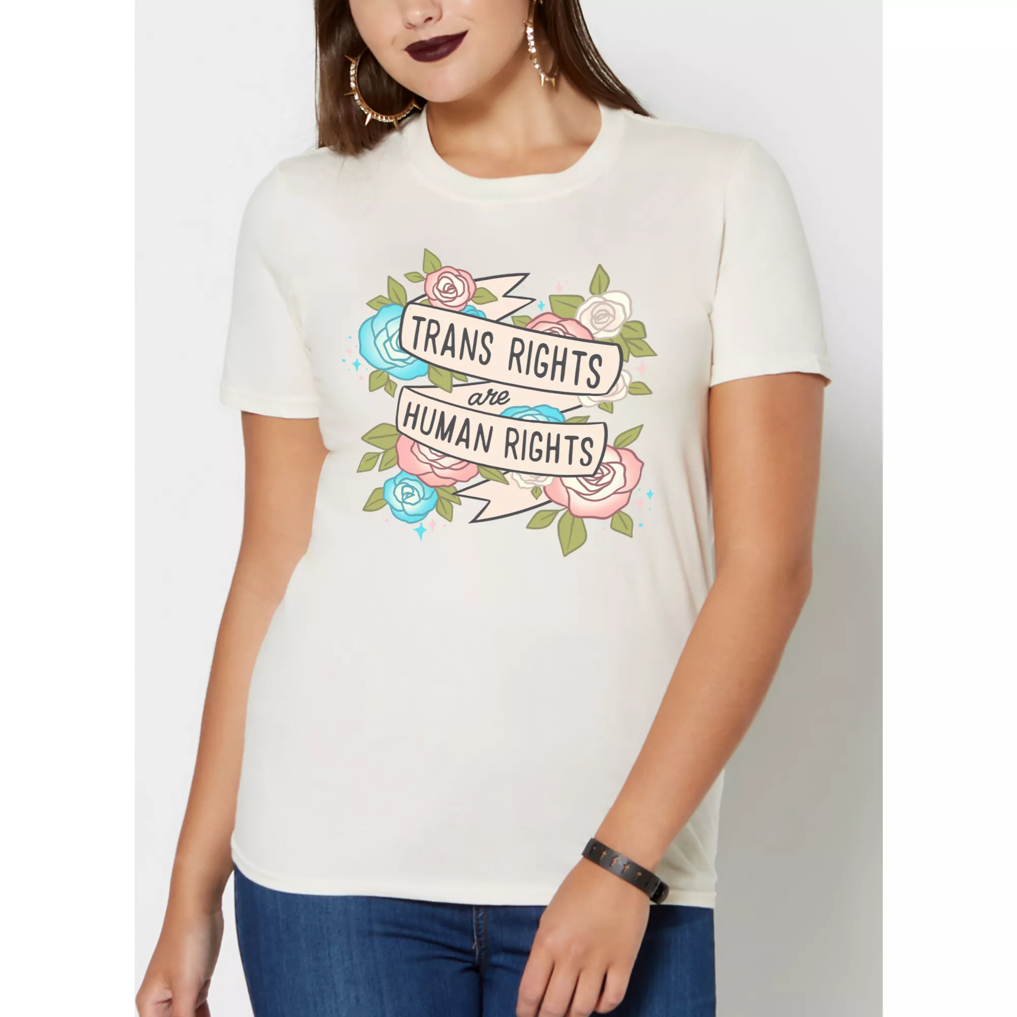 Trans Rights Floral T Shirt at Spencer's