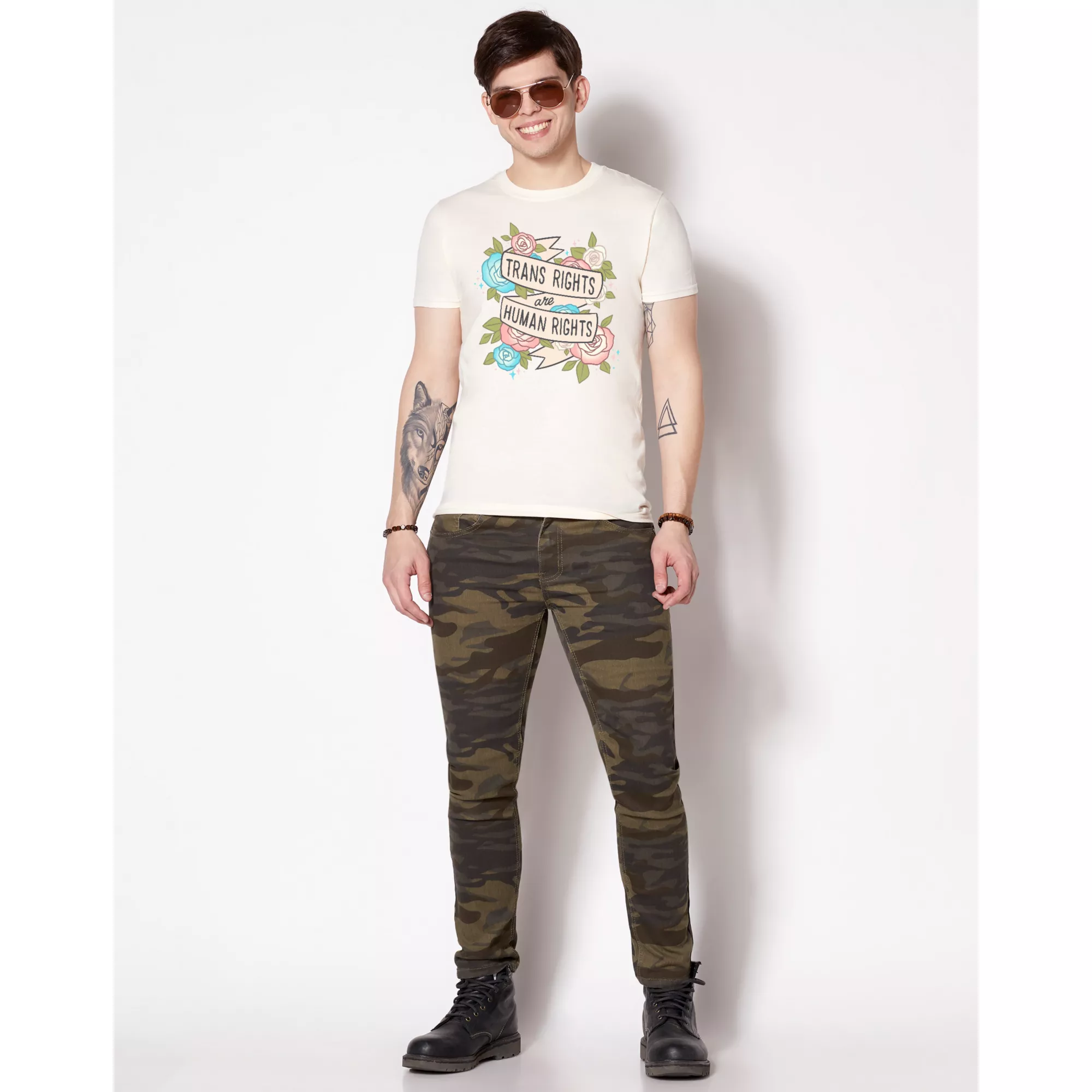 Trans Rights Floral T Shirt at Spencer's